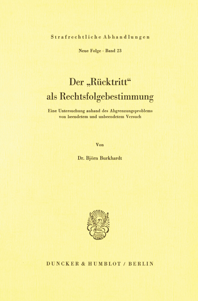 Der Rücktritt als Rechtsfolgebestimmung. main product photo