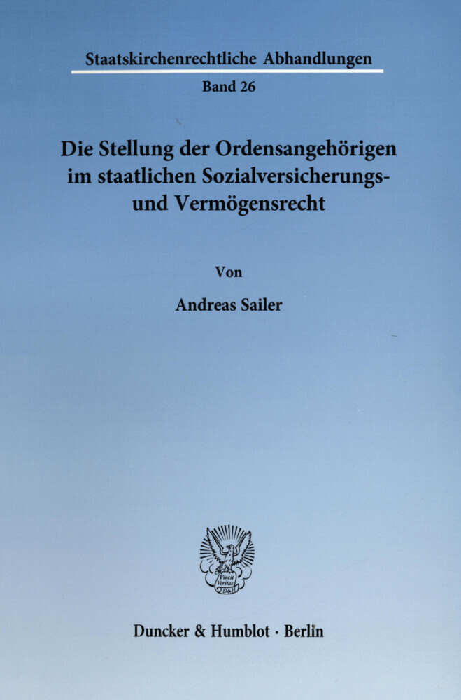 Die Stellung der Ordensangehörigen im staatlichen Sozialversicherungs- und Vermögensrecht. main product photo