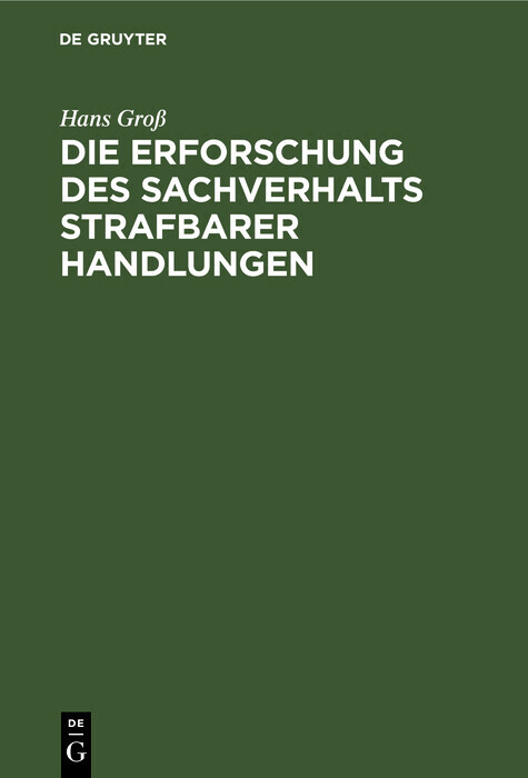 Die Erforschung des Sachverhalts strafbarer Handlungen main product photo