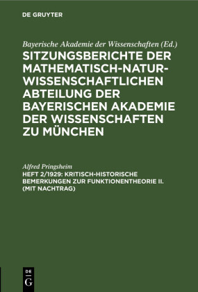 Kritisch-historische Bemerkungen zur Funktionentheorie II. (mit Nachtrag)