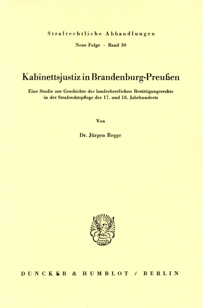 Kabinettsjustiz in Brandenburg-Preußen. main product photo
