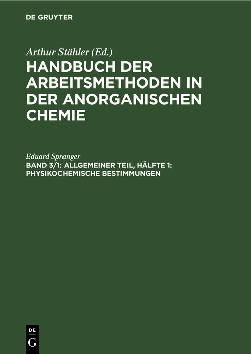 Allgemeiner Teil, Hälfte 1: Physikochemische Bestimmungen main product photo