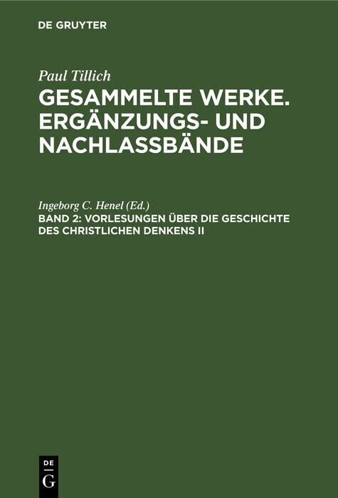 Vorlesungen über die Geschichte des christlichen Denkens II main product photo