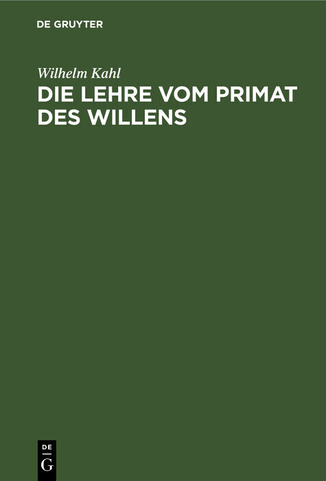 Die Lehre vom Primat des Willens main product photo
