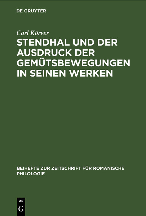 Stendhal und der Ausdruck der Gemütsbewegungen in seinen Werken main product photo