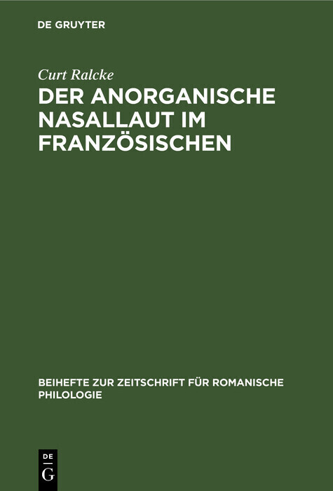Der Anorganische Nasallaut im Französischen main product photo