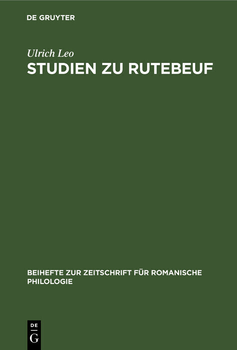 Studien zu Rutebeuf main product photo
