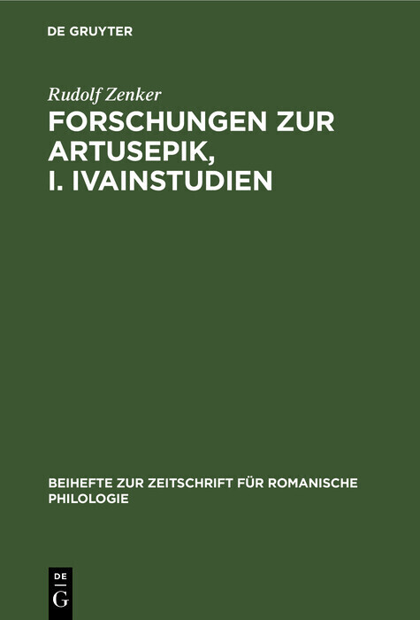 Forschungen zur Artusepik, I. Ivainstudien main product photo