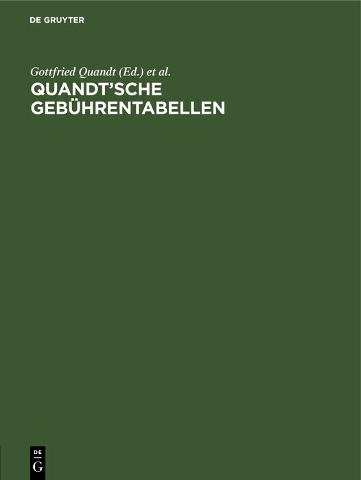 Quandt'sche Gebührentabellen main product photo