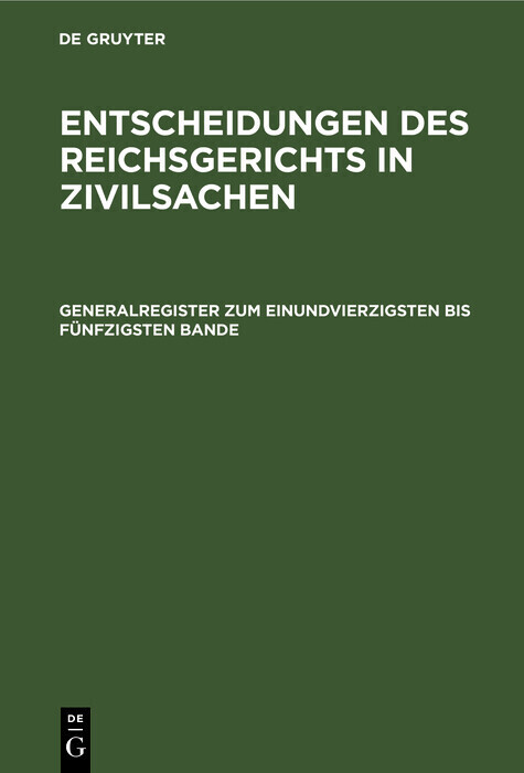 Generalregister zum einundvierzigsten bis fünfzigsten Bande main product photo