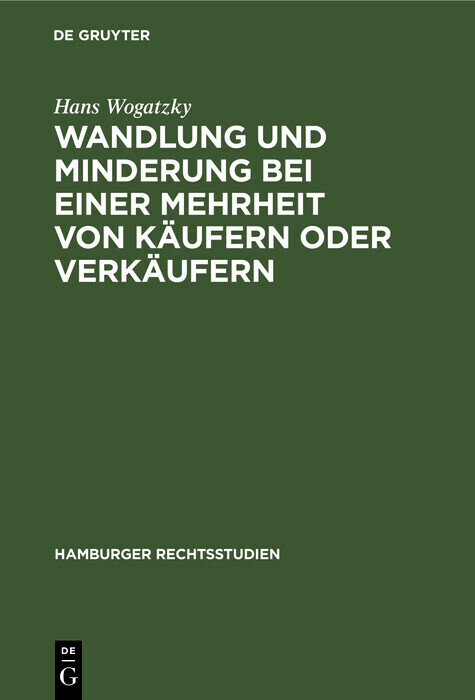 Wandlung und Minderung bei einer Mehrheit von Käufern oder Verkäufern main product photo