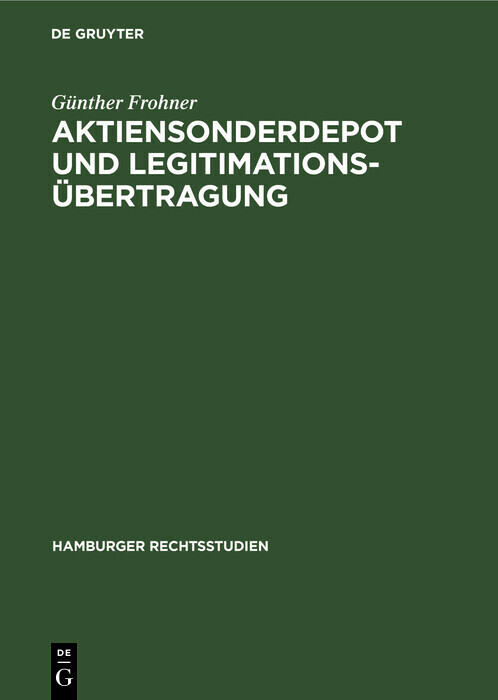 Aktiensonderdepot und Legitimationsübertragung main product photo
