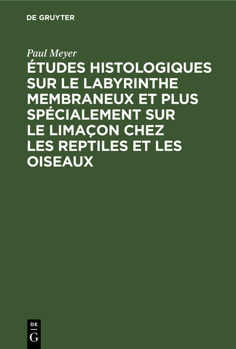 Études histologiques sur le labyrinthe membraneux et plus spécialement sur le limaçon chez les reptiles et les oiseaux main product photo