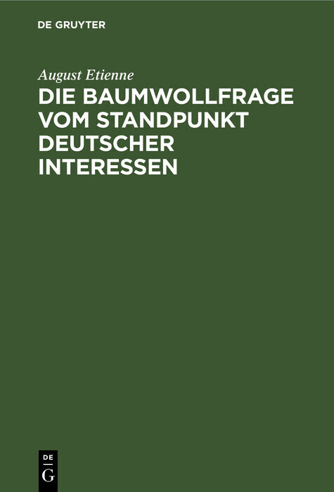 Die Baumwollfrage vom Standpunkt deutscher Interessen main product photo