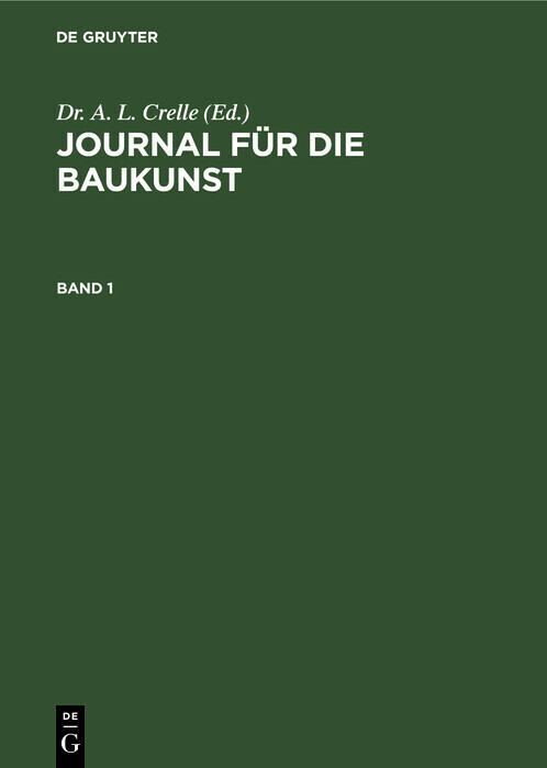 Journal für die Baukunst. Band 1 main product photo