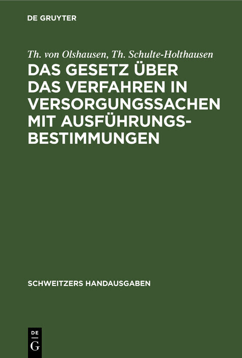 Das Gesetz über das Verfahren in Versorgungssachen mit Ausführungsbestimmungen main product photo