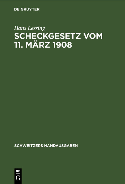 Scheckgesetz vom 11. März 1908 main product photo