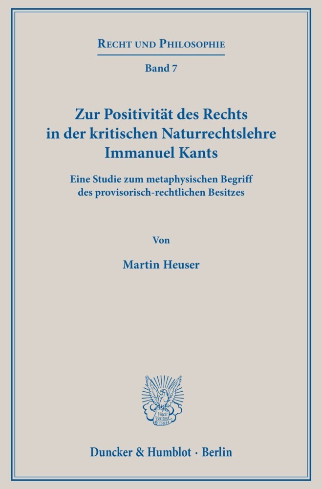 Zur Positivität des Rechts in der kritischen Naturrechtslehre Immanuel Kants. main product photo