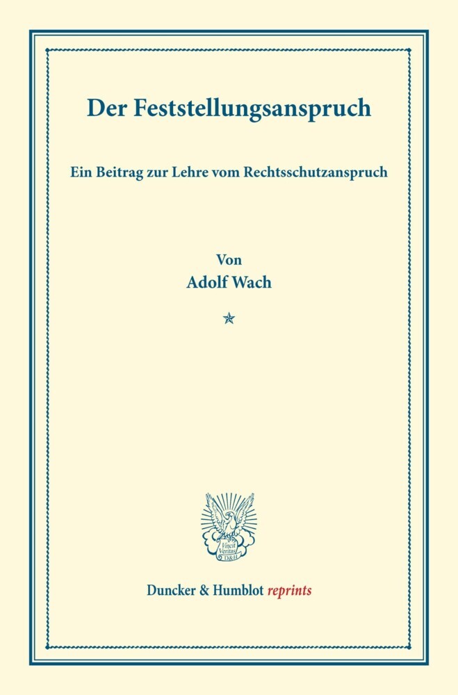 Der Feststellungsanspruch. main product photo
