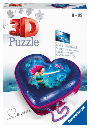 Ravensburger 3D Puzzle 11249 - Herzschatulle Bezaubernde Meerjungfrauen - 54 Teile - Aufbewahrungsbox für Erwachsene und Kinder ab 8 Jahren