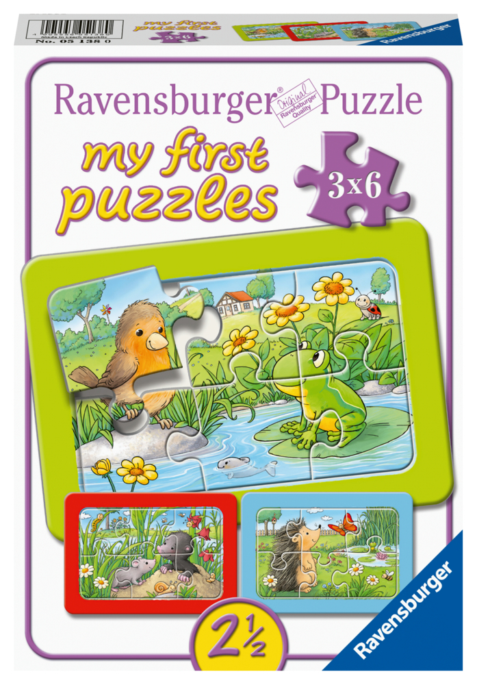 Ravensburger Kinderpuzzle - 05138 Kleine Gartentiere - My First Puzzle für Kinder ab 2,5 Jahren, mit 3x6 Teilen main product photo
