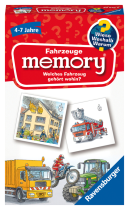 Ravensburger 20647 - Fahrzeuge memory® Wieso? Weshalb? Warum? der Spieleklassiker für 2-8 Spieler, Kinderspiel für alle Fahrzeug-Fans ab 4 bis 7 Jahren
