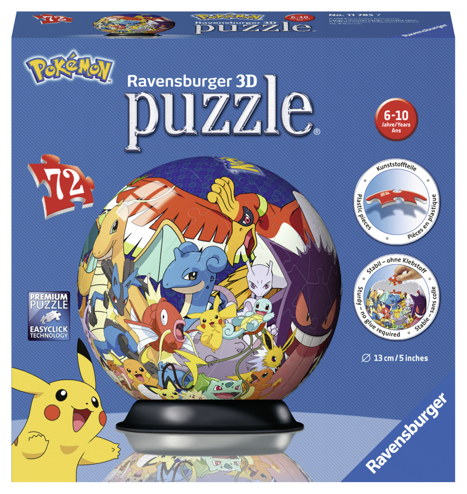 Ravensburger 3D Puzzle 11785 - Puzzle-Ball Pokémon - 72 Teile - Puzzle-Ball für Pokémon Fans ab 6 Jahren main product photo