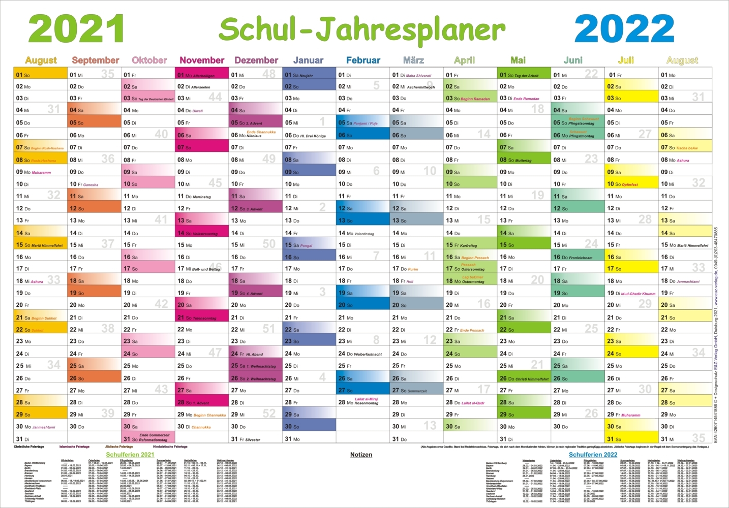 Schul-Jahresplaner 2021/2022 main product photo