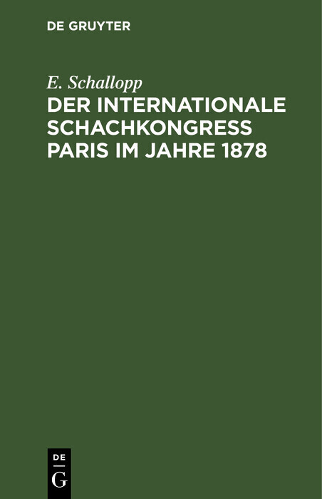 Der Internationale Schachkongress Paris im Jahre 1878 main product photo