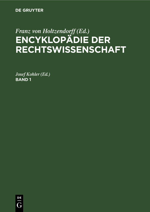 Encyklopädie der Rechtswissenschaft. Band 1 main product photo