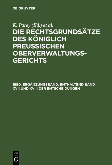 Enthaltend Band XVII und XVIII der Entscheidungen main product photo