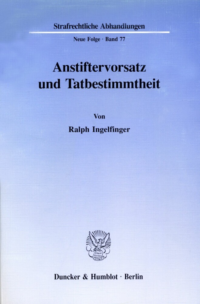 Anstiftervorsatz und Tatbestimmtheit. main product photo