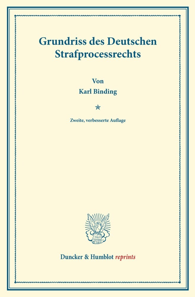 Grundriss des Deutschen Strafprocessrechts. main product photo