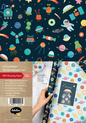 Geschenkpapier-Set für Kinder: Weltall (Astronauten, Raketen, Weltraum)
