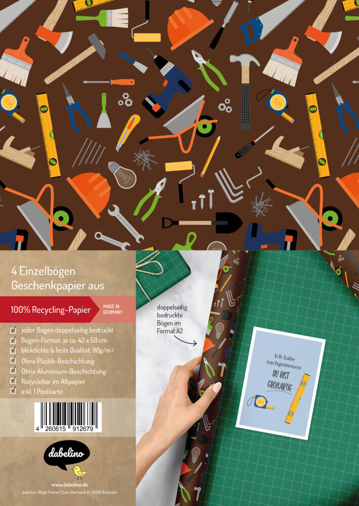 Geschenkpapier-Set: Werkzeuge/ Handwerker (für Männer) main product photo