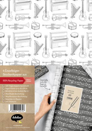 Geschenkpapier-Set: Musik/ Instrumente/ Noten