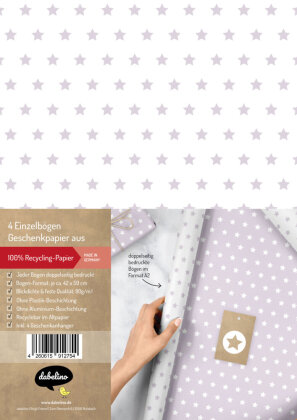 Geschenkpapier-Set Sterne (pastell-lila/ weiß)