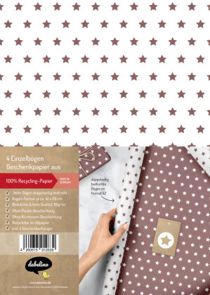 Geschenkpapier-Set Sterne (rot-braun/ weiß)