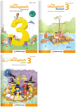 Sicher ins 4. Schuljahr - Paket: Rechnen - Schreiben - Lesen - Grammatik · Klasse 3, 3 Teile