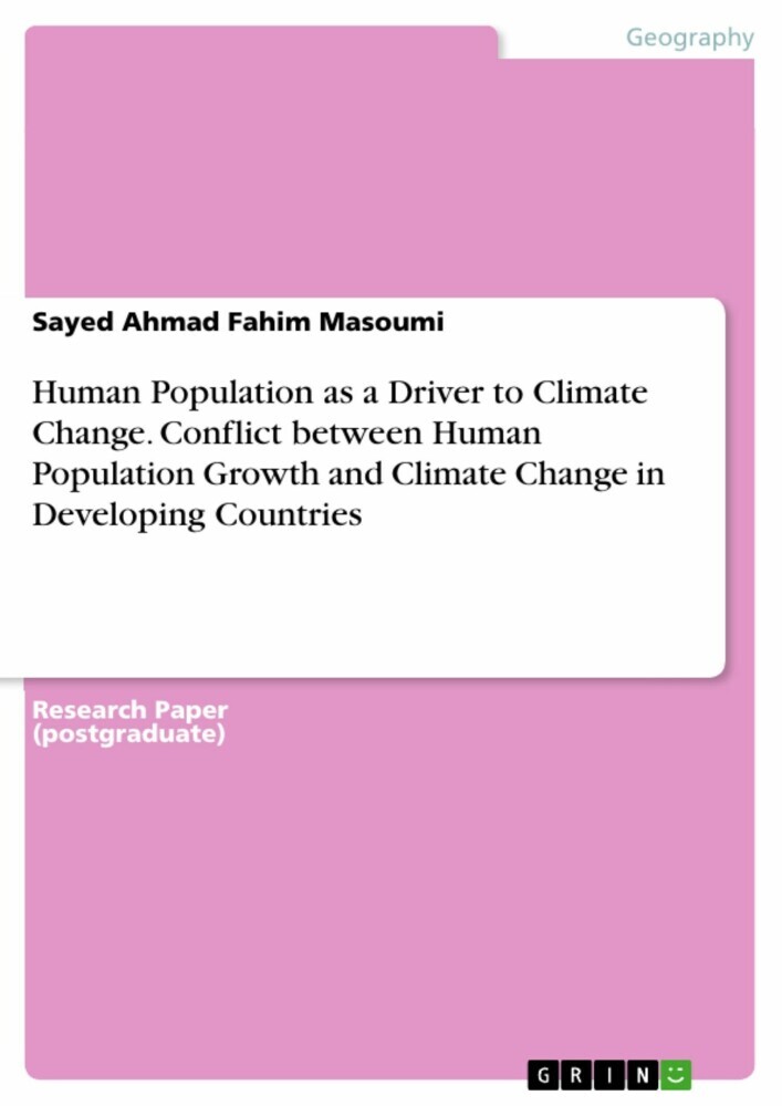 Human Population as a Driver to Climate Change. Conflict between Human Population Growth and Climate Change in Developing Countries main product photo