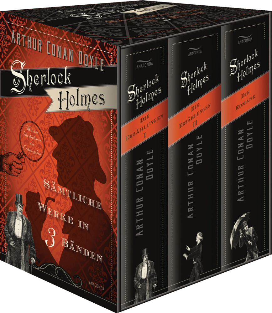 Sherlock Holmes - Sämtliche Werke in 3 Bänden (Die Erzählungen I, Die Erzählungen II, Die Romane) (3 Bände im Schuber) main product photo