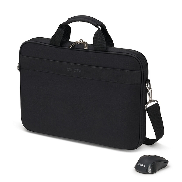 DICOTA 15,6'' Top Traveller Notebooktasche inkl. Wireless Mouse Kit, black main product photo