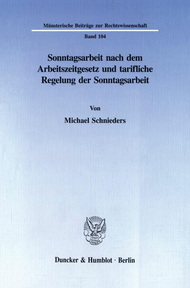Sonntagsarbeit nach dem Arbeitszeitgesetz und tarifliche Regelung der Sonntagsarbeit. main product photo