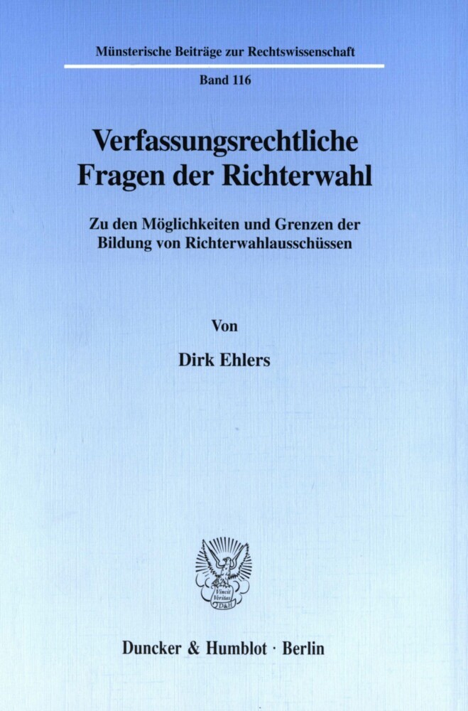 Verfassungsrechtliche Fragen der Richterwahl. main product photo