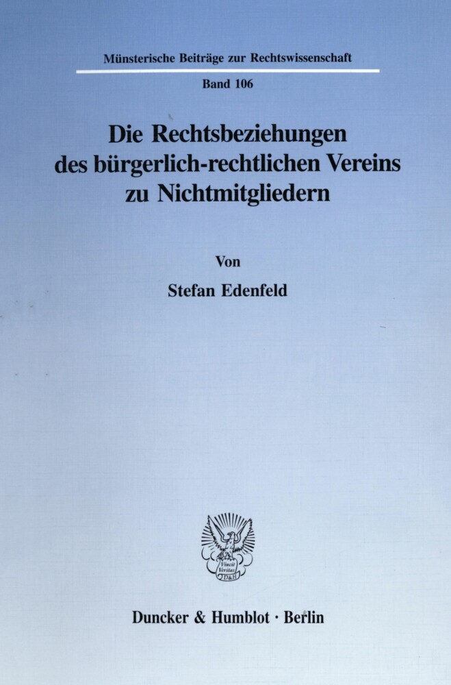 Die Rechtsbeziehungen des bürgerlich-rechtlichen Vereins zu Nichtmitgliedern. main product photo