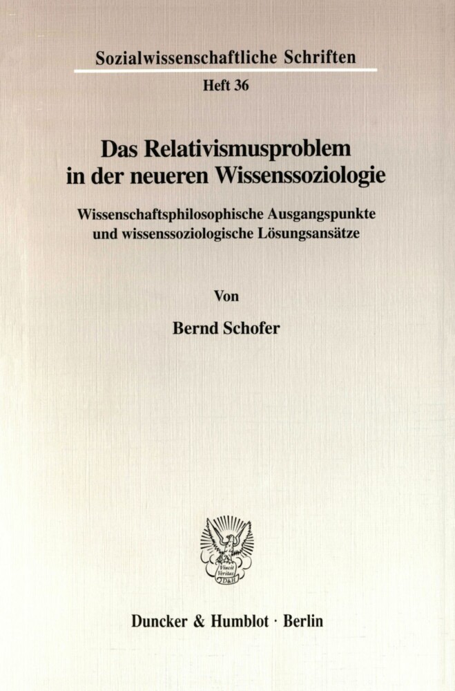 Das Relativismusproblem in der neueren Wissenssoziologie. main product photo