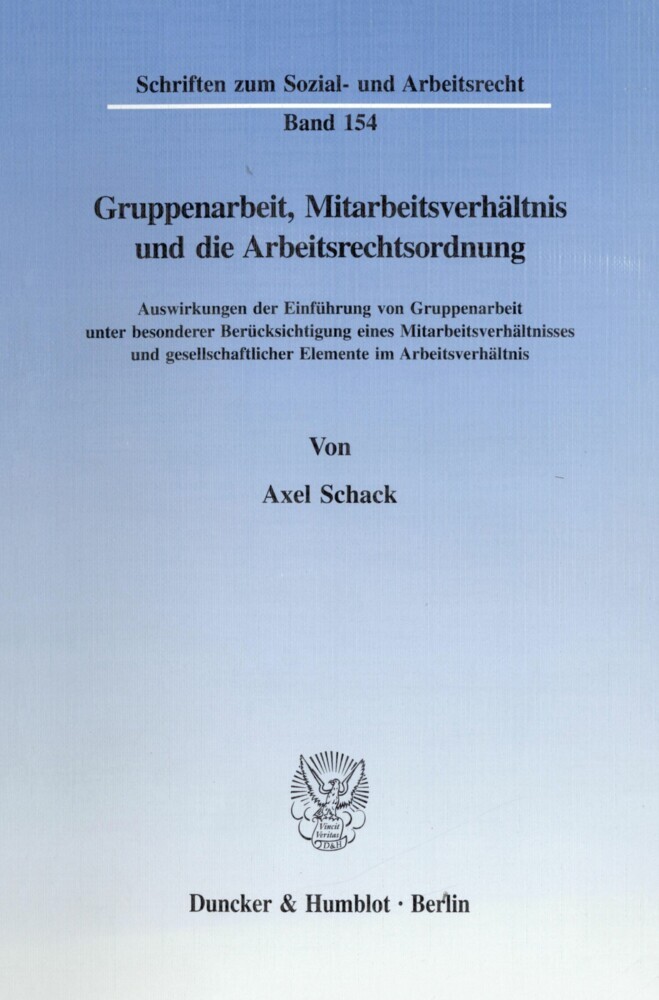 Gruppenarbeit, Mitarbeitsverhältnis und die Arbeitsrechtsordnung. main product photo