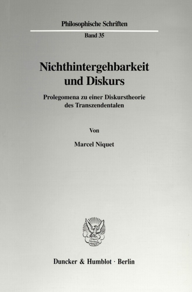 Nichthintergehbarkeit und Diskurs. main product photo