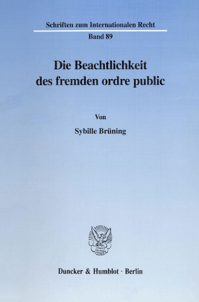 Die Beachtlichkeit des fremden ordre public. main product photo