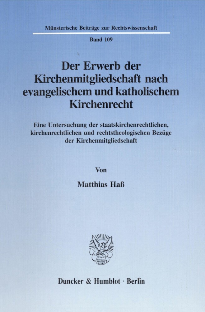 Der Erwerb der Kirchenmitgliedschaft nach evangelischem und katholischem Kirchenrecht. main product photo